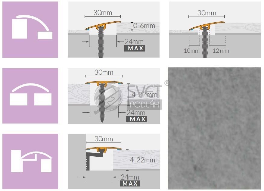 PRECHODOVY PROFIL ARBITON 3v1 CS3 BETON 30 1,86bm